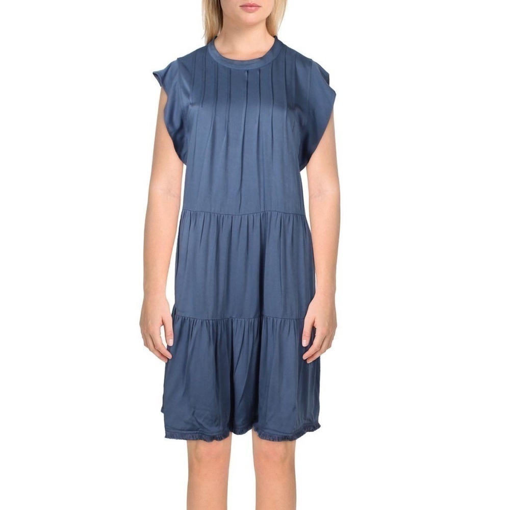 Nanette Lepore Fringe Knee Midi Dress Size 8 Blue